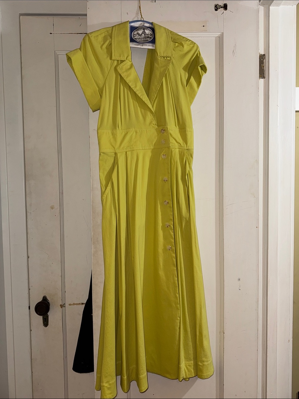 Lime Green Button-Front Women's Dress